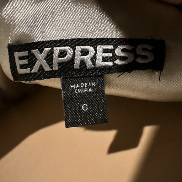 🤑SOLD🤑 Express Bodycon Dress Tan Color Block Stretch Mini Sleeveless Sexy - Picture 5 of 8